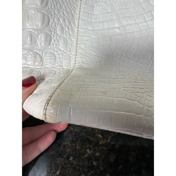 Brahmin Tote Bag Womens Large White Croc Embossed Shoulder Zip Top w/ COA - Picture 14 of 16